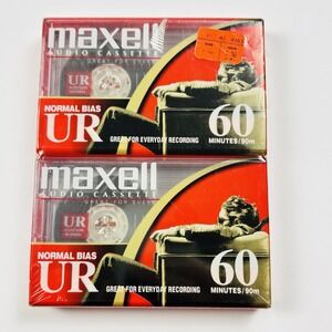 Maxell UR 60 Normal Bias Audio Cassettes - Lot Of 2 Blank Tapes Sealed New